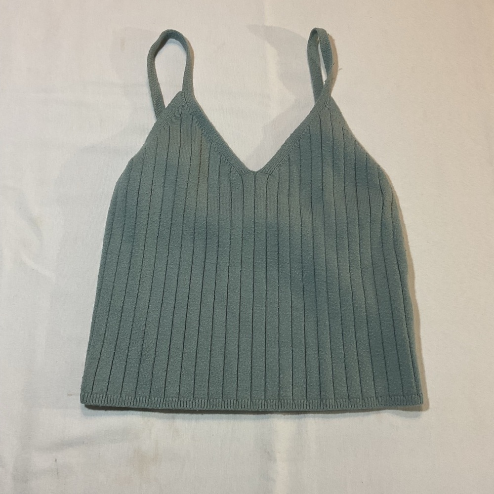 Abercrombie & Fitch, Soft Collection, Ribbed Sage Camisole Strap Crop Top Size M